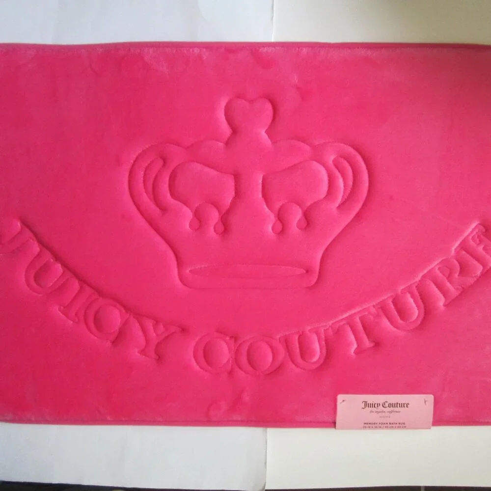 Juicy Couture Crown Hot Pink Memory Foam Bath Rug Home